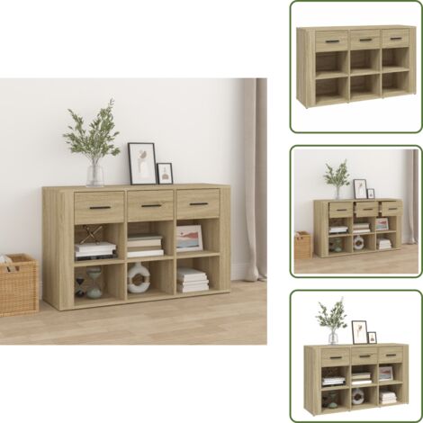 The Living Store Credenza Rovere Sonoma 100x30x59,5 cm in Legno Multistrato - Credenza Rovere Sonoma