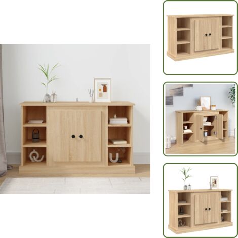 The Living Store Credenza Rovere Sonoma 100x35,5x60 cm in Legno Multistrato - Credenza in legno multistrato