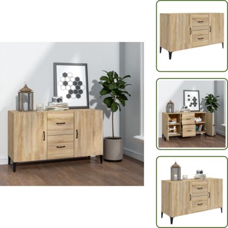 The Living Store Credenza Rovere Sonoma 100x36x60 cm in Legno Multistrato - Credenza in legno multistrato