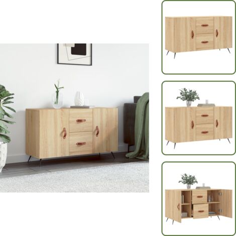 The Living Store Credenza Rovere Sonoma 100x36x60 cm in Legno Multistrato - Credenza moderna