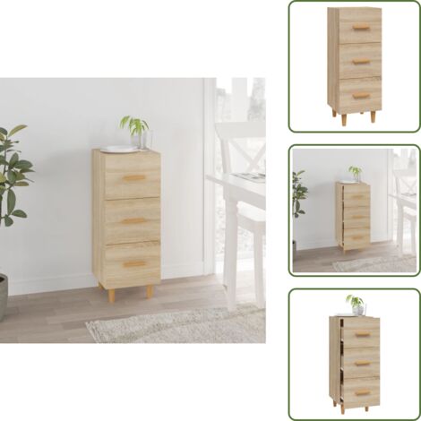 The Living Store Credenza Rovere Sonoma 34,5x34x90 cm in Legno Multistrato - Credenza in legno multistrato