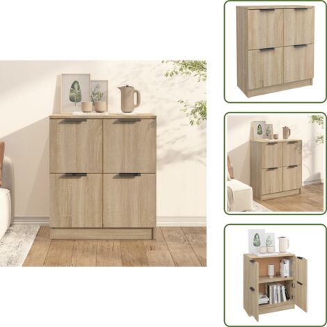 The Living Store Credenza Rovere Sonoma 60x30x70 cm in Legno Multistrato - Credenza Rovere Sonoma