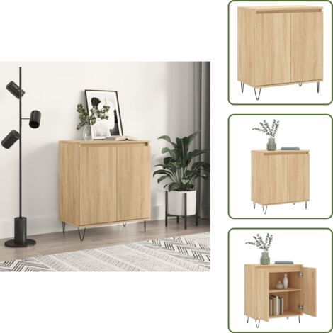 The Living Store Credenza Rovere Sonoma 60x35x70 cm in Legno Multistrato - Credenza in legno multistrato
