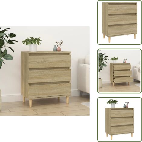 The Living Store Credenza Rovere Sonoma 60x35x70 cm in Legno Multistrato - Credenza in legno multistrato