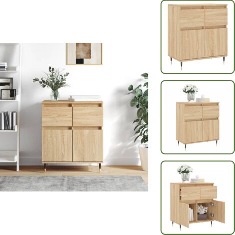 The Living Store Credenza Rovere Sonoma 60x35x70 cm in Legno Multistrato - Credenza in legno multistrato