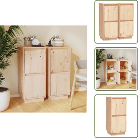 The Living Store Credenze 2 pz 31,5x34x75 cm in Legno Massello di Pino - Armadi in legno
