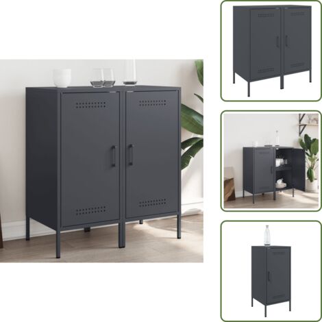 The Living Store Credenze 2 pz Antracite 36x39x79 cm in Acciaio - Credenze industriali