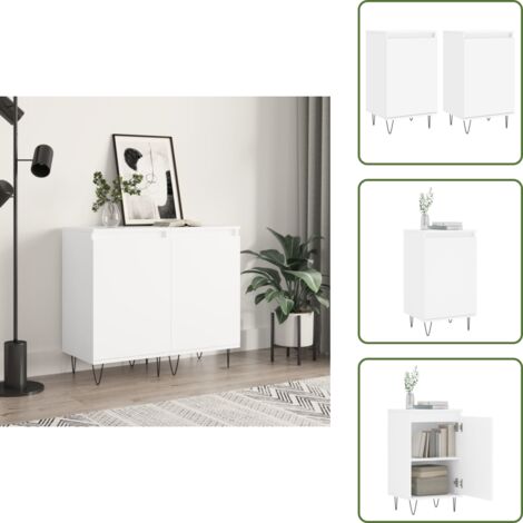 The Living Store Credenze 2 pz Bianche 40x35x70 cm in Legno Multistrato - Credenze moderne