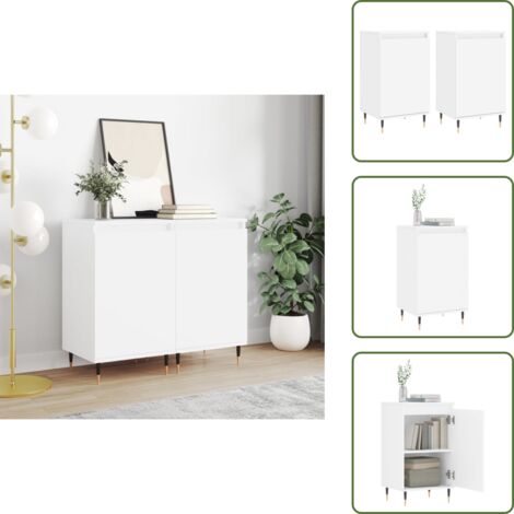 The Living Store Credenze 2 pz Bianche 40x35x70 cm in Legno Multistrato - Credenze moderne