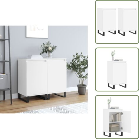 The Living Store Credenze 2 pz Bianche 40x35x70 cm in Legno Multistrato - Credenze moderne