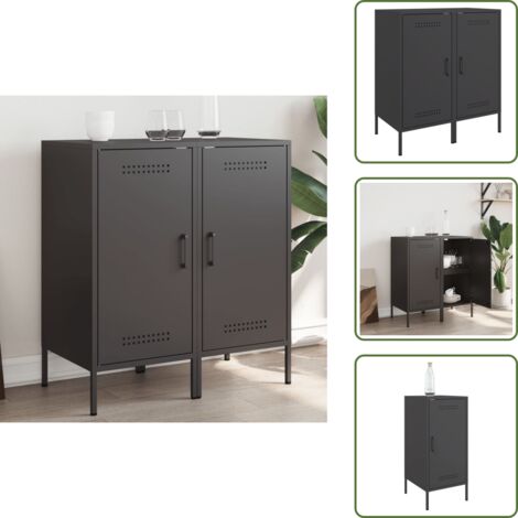 The Living Store Credenze 2 pz Nere 36x39x79 cm in Acciaio - Credenze industriali