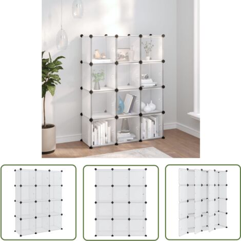 The Living Store Cubes de rangement 12 pcs avec portes Transparent PP - Cube De Rangement - Étagère De Rangement - Meuble De Rangement - Rangement Intérieur - Organisateur De Placard
