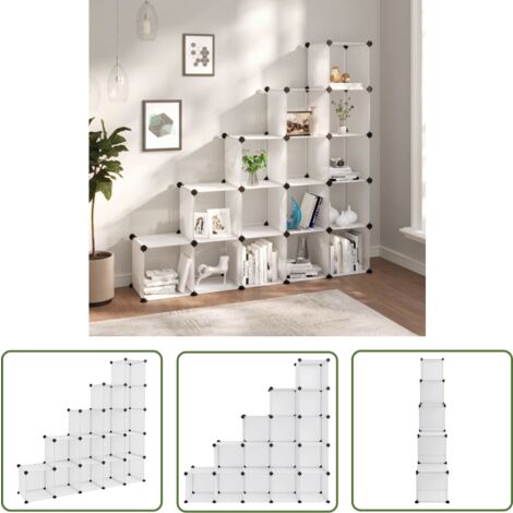 The Living Store Cubes de rangement 15 pcs Transparent PP - Cube De Rangement - Étagère Murale - Rangement Intérieur - Meuble Rangement - Système D'organisation