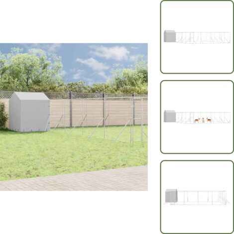 The Living Store Cuccia Cani da Esterno Tetto Argento 10x10x2,5m Acciaio Zincato - Cuccia per animali domestici