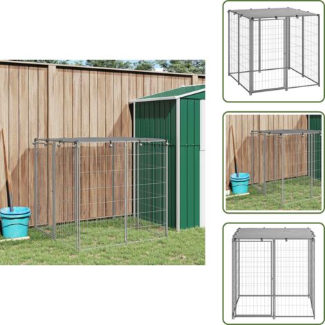 The Living Store Cuccia per Cani Argento 110x110x110 cm in Acciaio - Recinto per cani