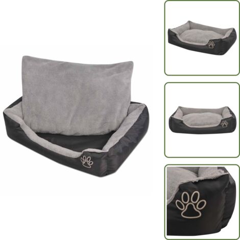The Living Store Cuccia per Cani con Cuscino Imbottito Taglia L Nero - Cuscino imbottito