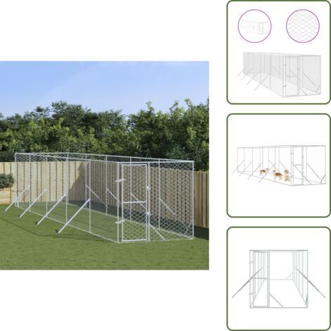 The Living Store Cuccia per Cani da Esterno Argento 2x10x2 m Acciaio Zincato - Cuccia per animali domestici