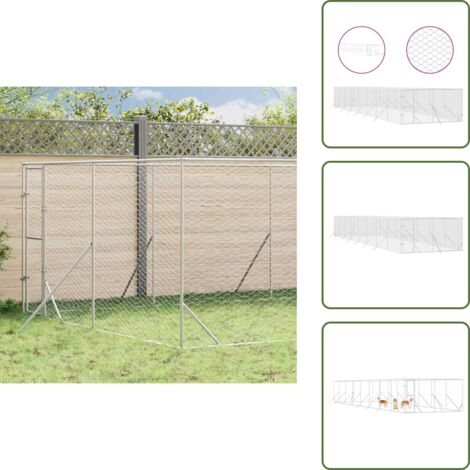 The Living Store Cuccia per Cani da Esterno Argento 4x16x2 m in Acciaio Zincato - Cuccia per animali da compagnia