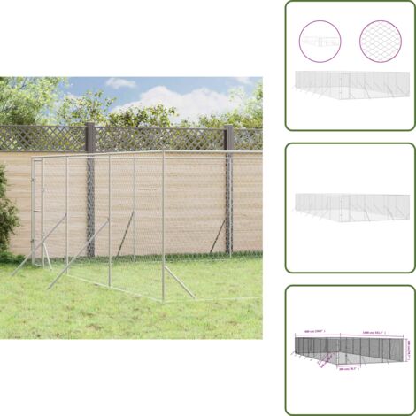 The Living Store Cuccia per Cani da Esterno Argento 6x14x2 m in Acciaio Zincato - Cuccia per animali domestici