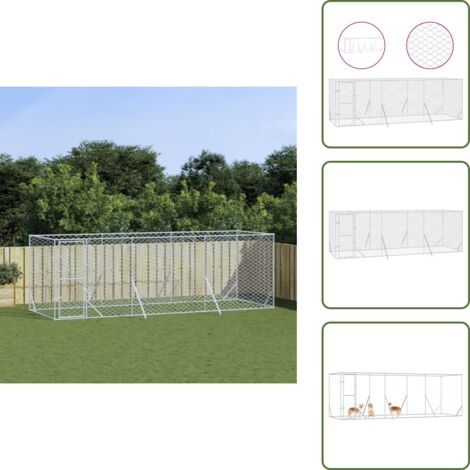 The Living Store Cuccia per Cani da Esterno Argento 6x2x2 m in Acciaio Zincato - Cuccia per animali da compagnia