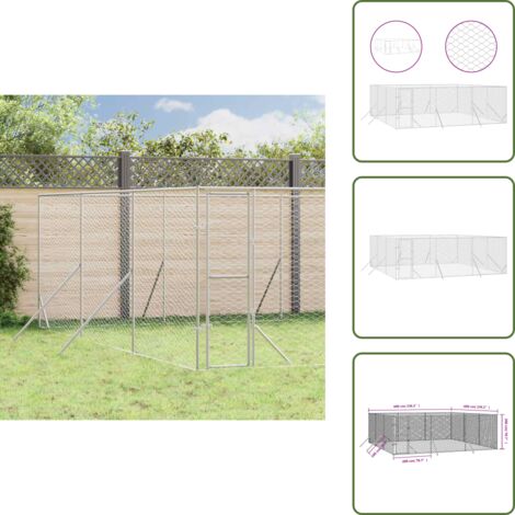 The Living Store Cuccia per Cani da Esterno Argento 6x6x2 m in Acciaio Zincato - Cuccia per animali domestici