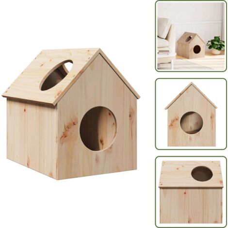 The Living Store Cuccia per Gatti 41x50x50 cm in Legno Massello di Pino - Cuccia per gatti