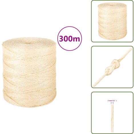 The Living Store Cuerda 100% sisal 2 mm 300 m - Cuerda natural