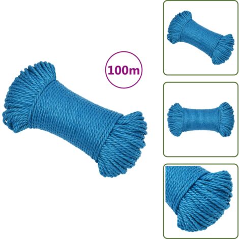 The Living Store Cuerda de trabajo polipropileno azul 3 mm 100 m - Cuerda polipropileno