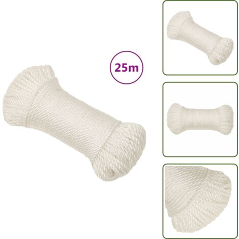 The Living Store Cuerda de trabajo polipropileno blanco 3 mm 25 m - Cuerda polipropileno