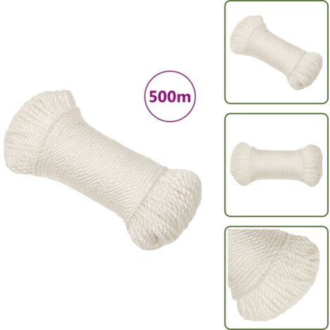 The Living Store Cuerda de trabajo polipropileno blanco 3 mm 500 m - Cuerda polipropileno