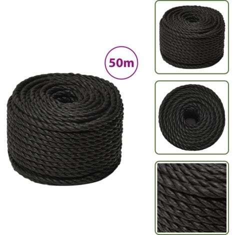 The Living Store Cuerda de trabajo polipropileno negro 14 mm 50 m - Cuerda polipropileno