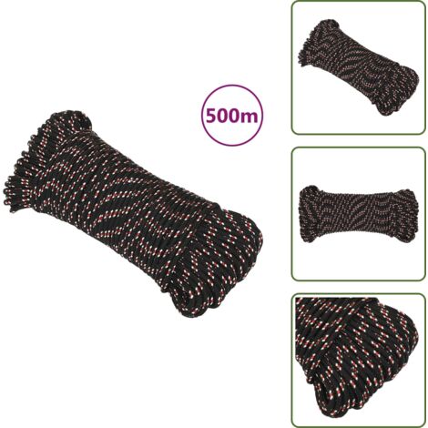 The Living Store Cuerda de trabajo polipropileno negro 3 mm 500 m - Cuerda de barco