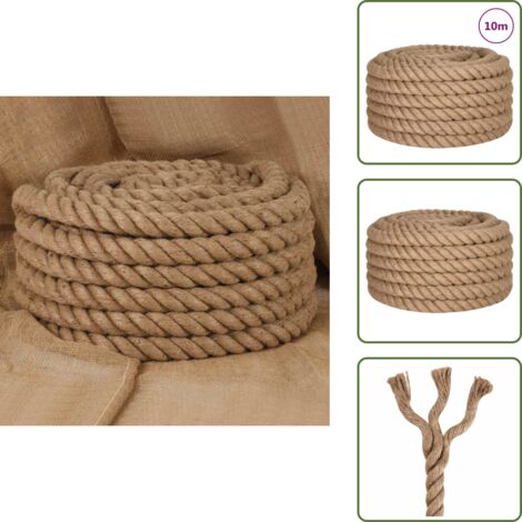 The Living Store Cuerda de yute 10 m de longitud y 40 mm de grosor - Cuerda natural
