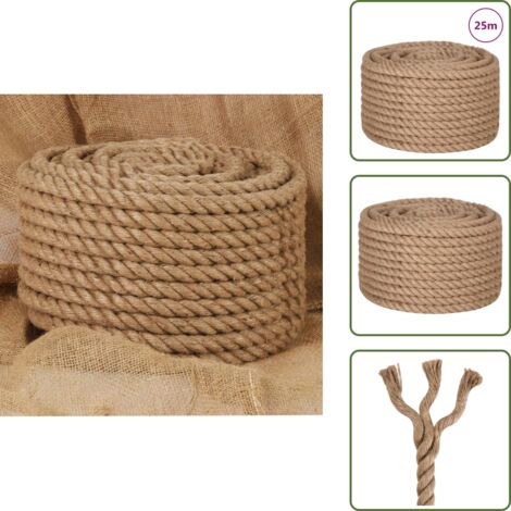 The Living Store Cuerda de yute 25 m de longitud y 20 mm de grosor - Cuerda natural