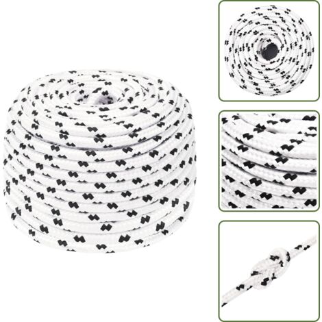 The Living Store Cuerda para barco trenzada poliéster blanco 6 mmx25 m - Cuerda de poliéster