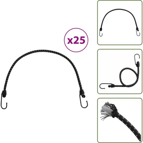 The Living Store Cuerdas elásticas con tiras reflectantes y ganchos 25 uds 59 cm - Cuerdas reflectantes