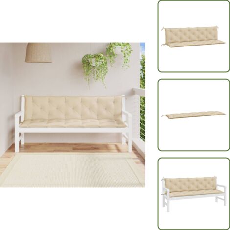 The Living Store Cuscini Panca da Giardino 2pz Beige 180x50x7 cm Tessuto Oxford - Cuscino da patio