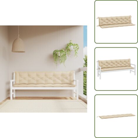 The Living Store Cuscini Panca da Giardino 2pz Beige 200x50x7cm Tessuto Oxford - Cuscino da patio