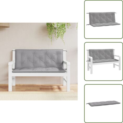 The Living Store Cuscini Panca da Giardino 2pz Grigi 120x50x7 cm Tessuto Oxford - Cuscino da patio