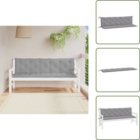 The Living Store Cuscini Panca da Giardino 2pz Grigi 180x50x7cm Tessuto Oxford - Cuscino da patio