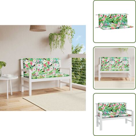 The Living Store Cuscini Panca da Giardino 2pz Multicolore 120x50x7cm in Tessuto - Cuscino da patio