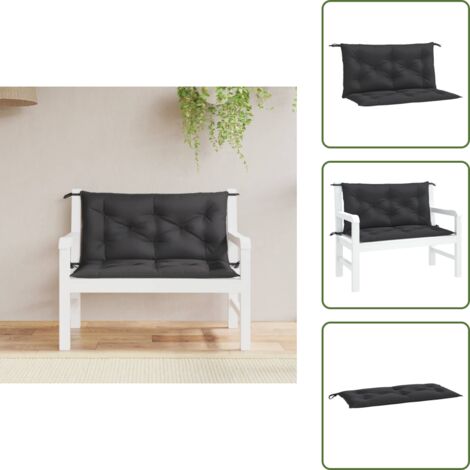 The Living Store Cuscini Panca da Giardino 2pz Neri 100x50x7cm Tessuto Oxford - Cuscino da patio