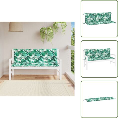 The Living Store Cuscini Panca Giardino 2 pz a Foglie 150x50x7 cm Tessuto Oxford - Cuscino da patio