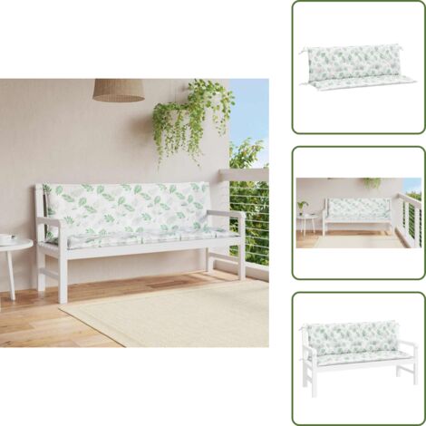 The Living Store Cuscini Panca Giardino 2 pz Motivo a Foglie 150x50x7 cm Tessuto - Cuscino da patio