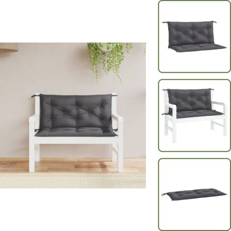 The Living Store Cuscini Panca Giardino 2pz Antracite 100x50x7cm Tessuto Oxford - Cuscino da patio