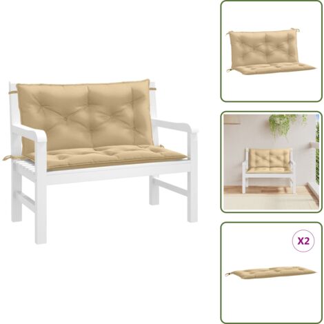 The Living Store Cuscini Panca Giardino 2pz Beige Mélange 100x50x7cm Tessuto - Cuscino da patio