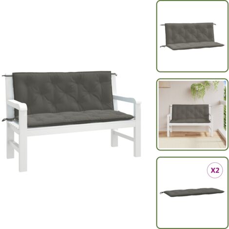 The Living Store Cuscini Panca Giardino 2pz Grigio Scuro Mélange 120x50x7 cm - Cuscino da patio