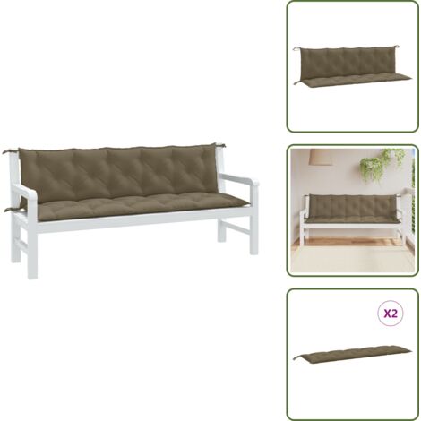 The Living Store Cuscini Panca Giardino 2pz Tortora Mélange 180x50x7 cm Tessuto - Cuscino da patio