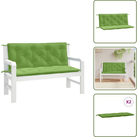 The Living Store Cuscini Panca Giardino 2pz Verde Mélange 120x50x7 cm Tessuto - Cuscino da patio