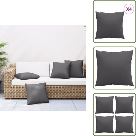 The Living Store Cuscini per Divano 4 pz Antracite 40x40 cm in Tessuto - Cuscini per divano